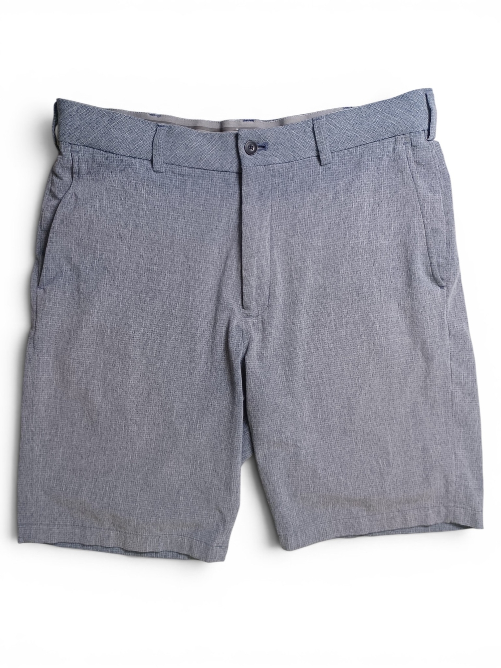 Walter Hagen 11 Majors Golf Shorts Mens 34 Blue Micro‎ Check Stretch Performance
